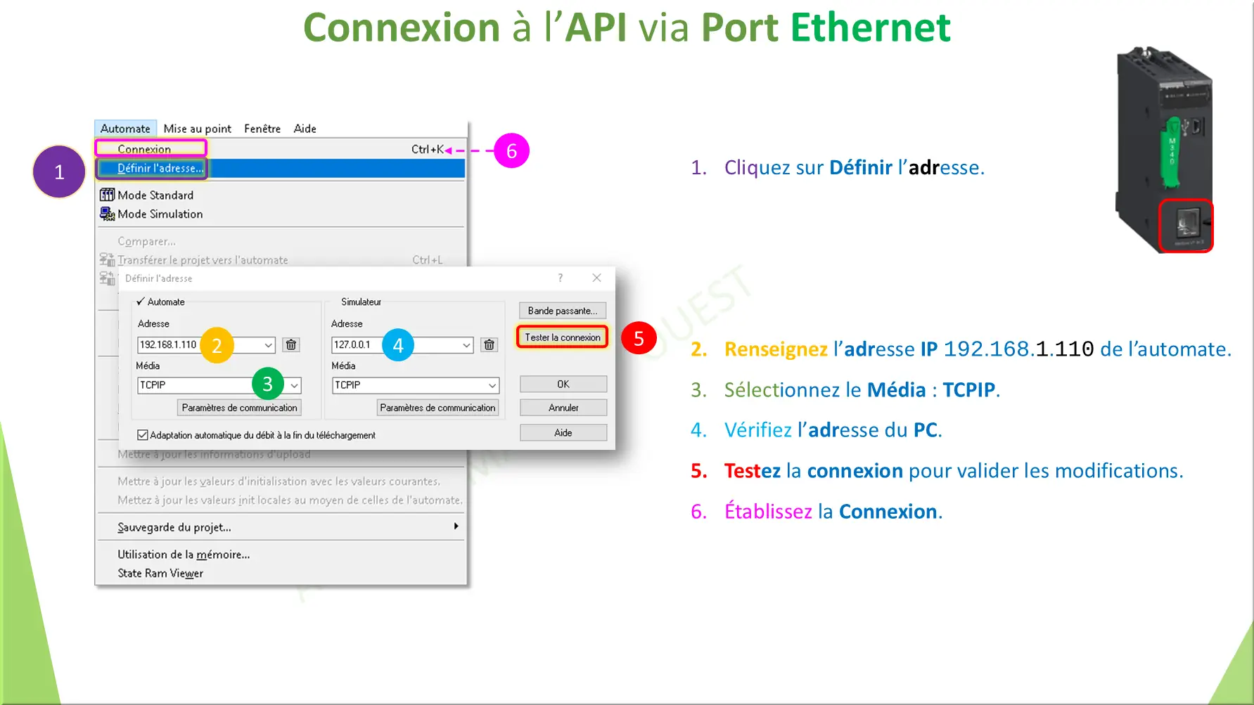 Connexion à l’API via Port Ethernet